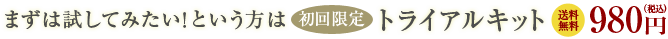 まずは試してみたい！という方は初回限定トライアルキット 送料無料 980円（税込) 