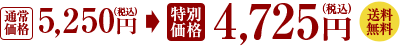 通常価格5,250円（税込)→特別価格4,725円（税込）送料無料